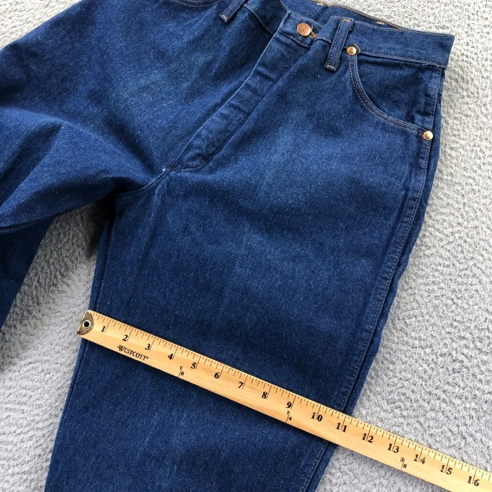 Vintage Wrangler Jeans Womens 12 (Fits 29x36) 90s Cowboy Cut Blue Denim USA MADE - Picture 12 of 13